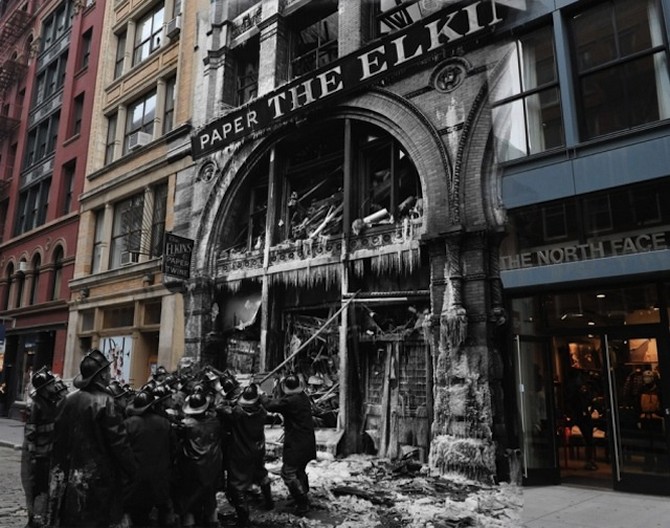 In 1958 there was a fatal fire at the Elkins Paper & Twine Co on Wooster Street in SoHo The building burned to the ground