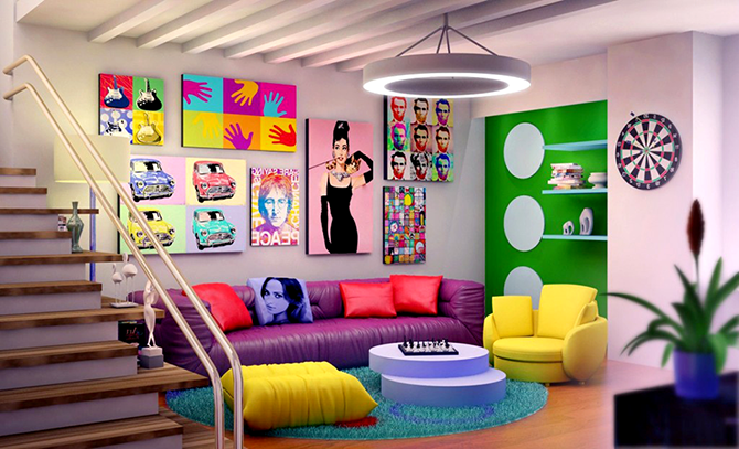 "colorful sitting room"