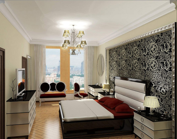 "vintage modern bedroom"