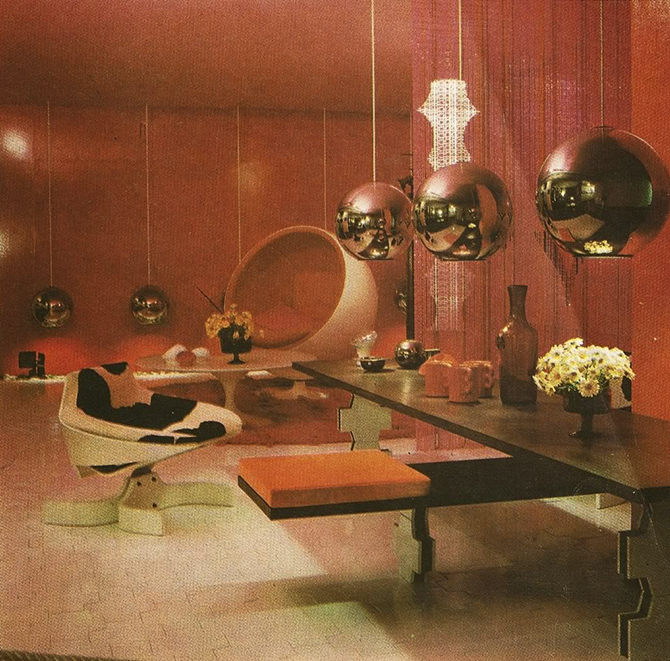 retro futuristic living room