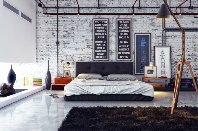 Industrial style elements and rustic textures