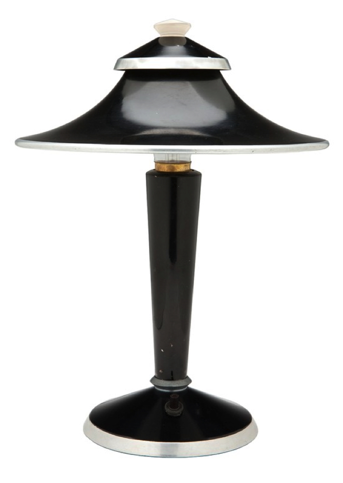 Walter Von Nessen Black & Chrome Table Lamp