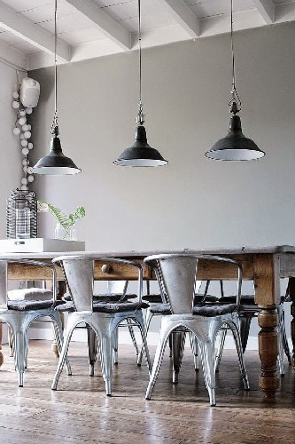 top 10 industrial dining room design vintage metalic chairs