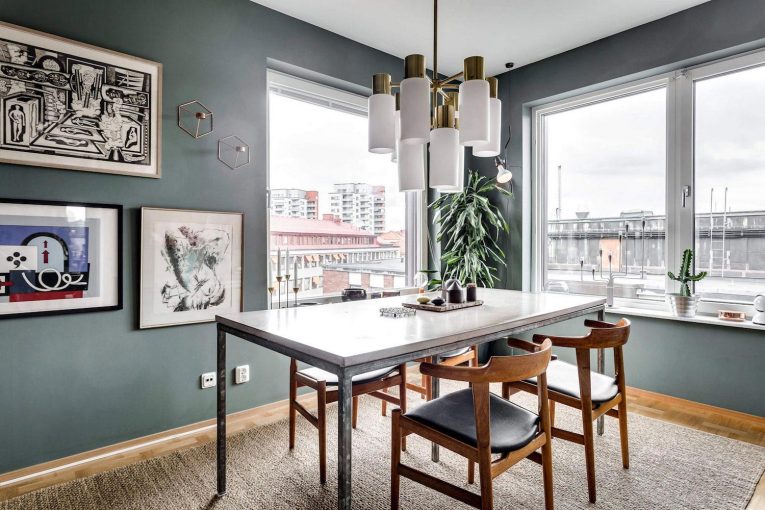 A stylish Scandinavian_apartment in sleek shades of grey